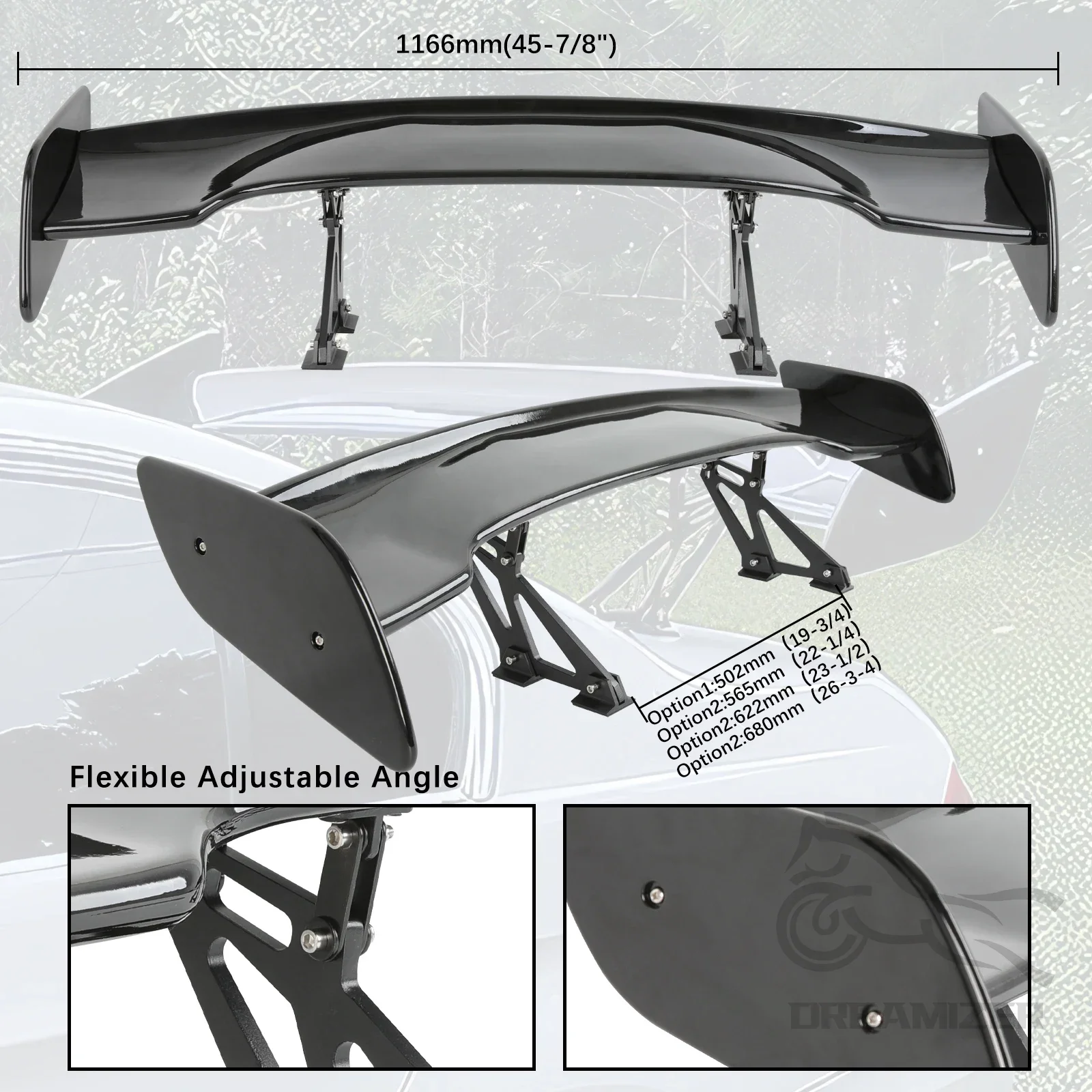 Universal 116CM ABS Wing Car Tuning Accessories Tail Exterior Trim GT Style Spoiler Black Matte Black Look For 99% Sedan Common - Image 5
