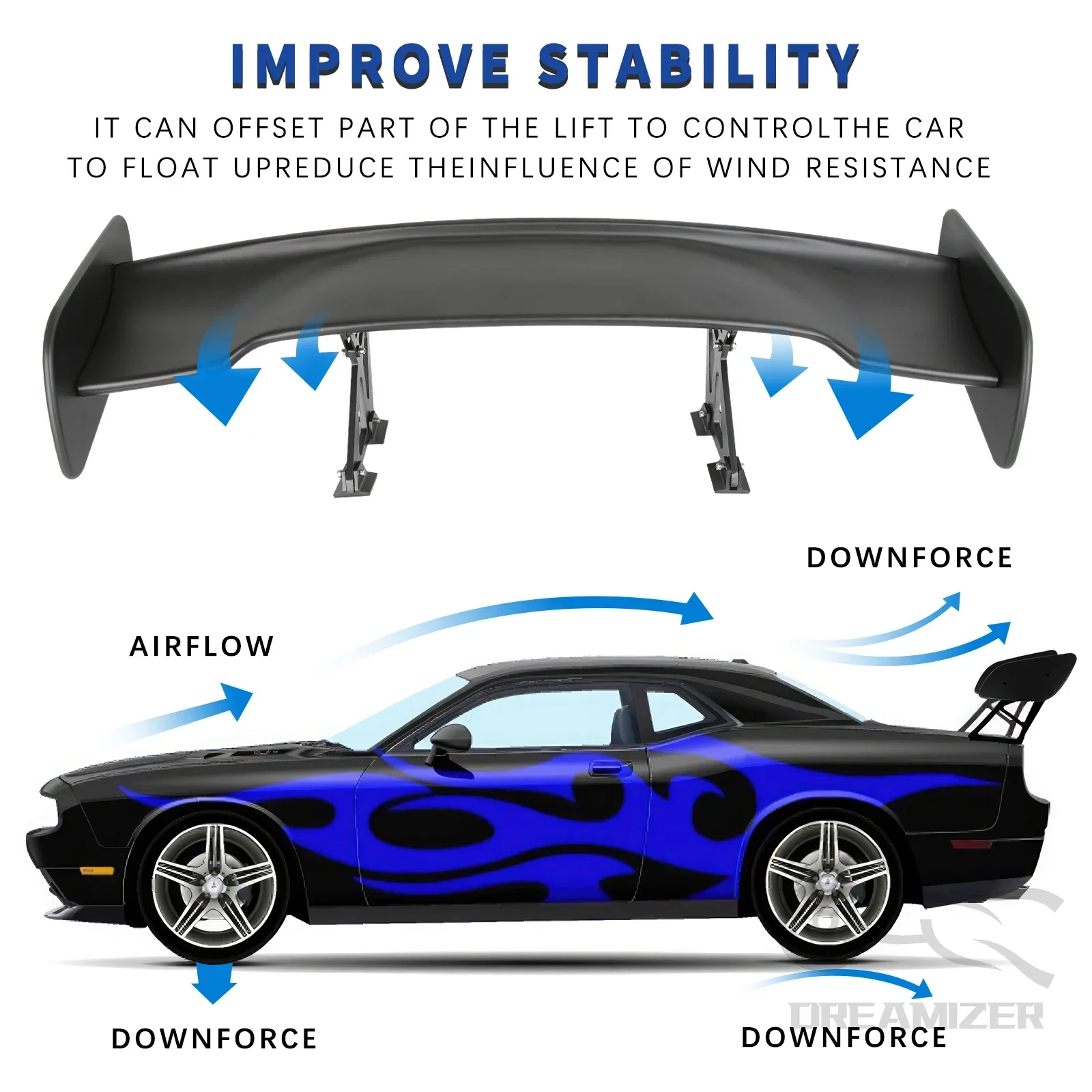 Universal 116CM ABS Wing Car Tuning Accessories Tail Exterior Trim GT Style Spoiler Black Matte Black Look For 99% Sedan Common - Image 6