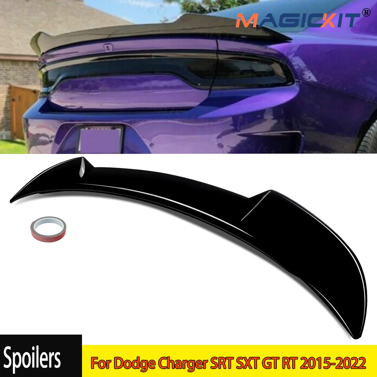 Rear Trunk Spoiler Wing Lip Carbon Look For Dodge Charger SRT SXT GT RT 2015-2022