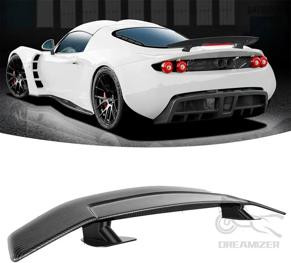 47" GT Style Carbon Fiber Black Look Universal Use Rear Trunk Lid Car Spoiler Wings For Mostly Sedan Coupe Vehicles - Image 2
