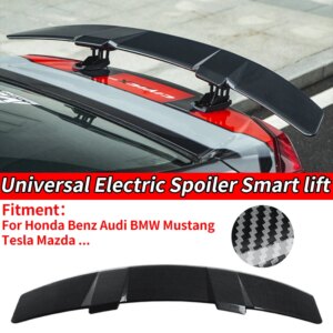Rear Trunk Spoiler Wing Carbon Fiber Style Automatic Lifting Tail Decoration Universal For Sedan Car Modification Electric