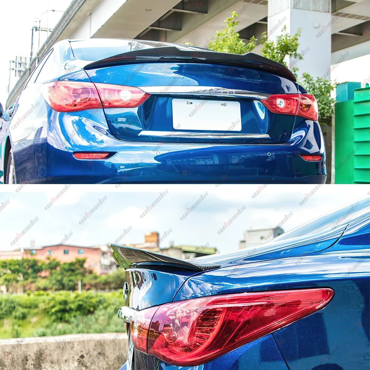 Rear Lip Trunk Spoiler Wing For 14-24 Infiniti Q50 Sedan PSM Carbon Fiber Style - Image 3