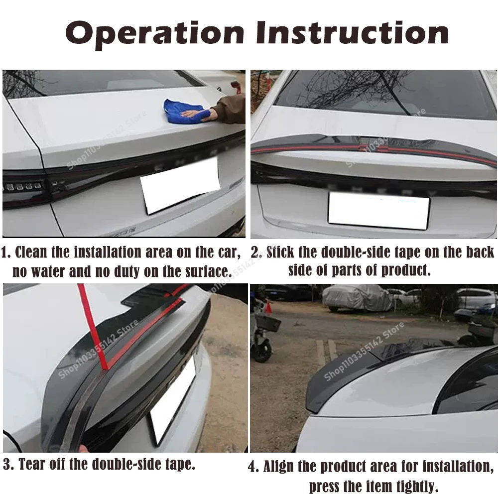 New Style Universal 3pcs Sedan Rear Trunk Tail Rear Wing Spoiler 117-127cm Adjustable DIY Refit Boot Wings Spoiler Car Accessory - Image 5