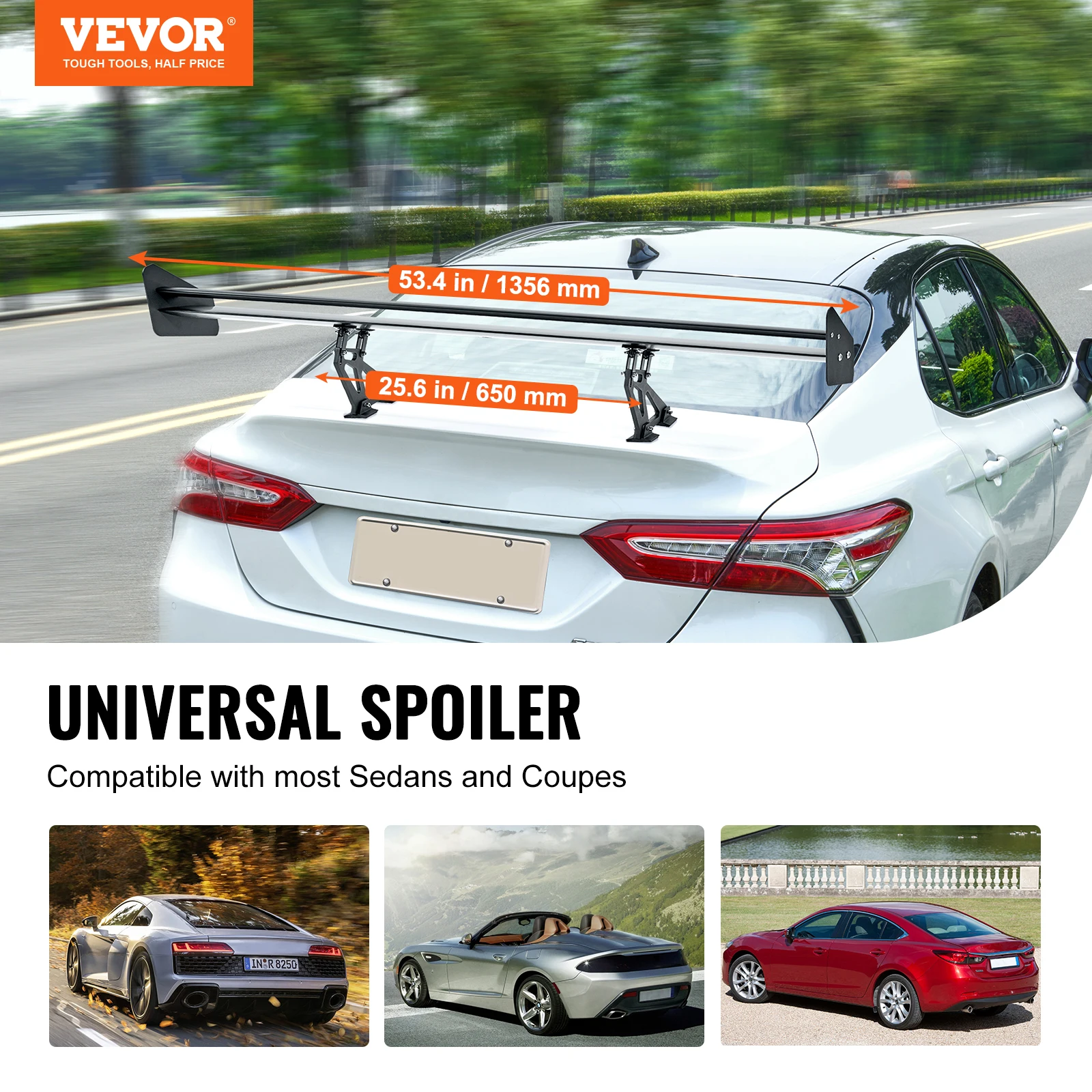 SucceBuy Wing Car Spoiler 53.1 inch Universal Spoiler with Double Deck Car Rear Spoiler Wing, Racing Spoiler BGW/JDM Drift Black - Image 2