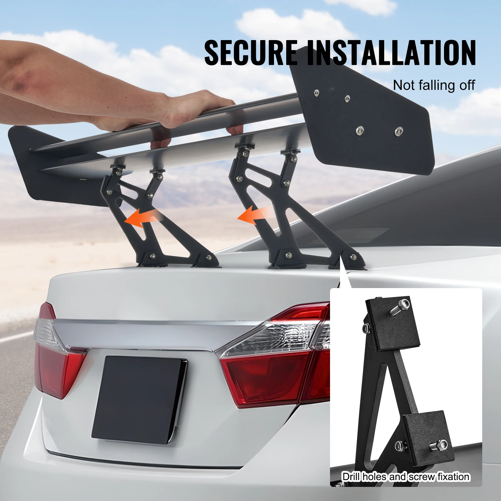 SucceBuy Wing Car Spoiler 53.1 inch Universal Spoiler with Double Deck Car Rear Spoiler Wing, Racing Spoiler BGW/JDM Drift Black - Image 6