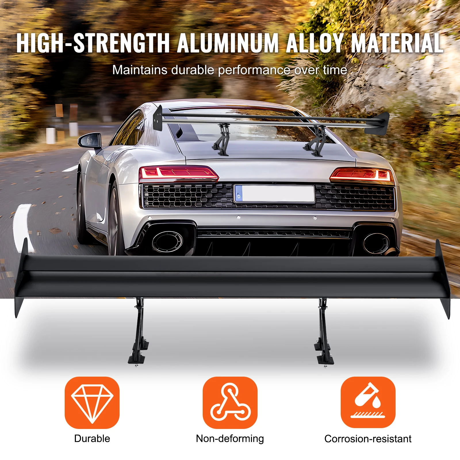 SucceBuy Wing Car Spoiler 53.1 inch Universal Spoiler with Double Deck Car Rear Spoiler Wing, Racing Spoiler BGW/JDM Drift Black - Image 3