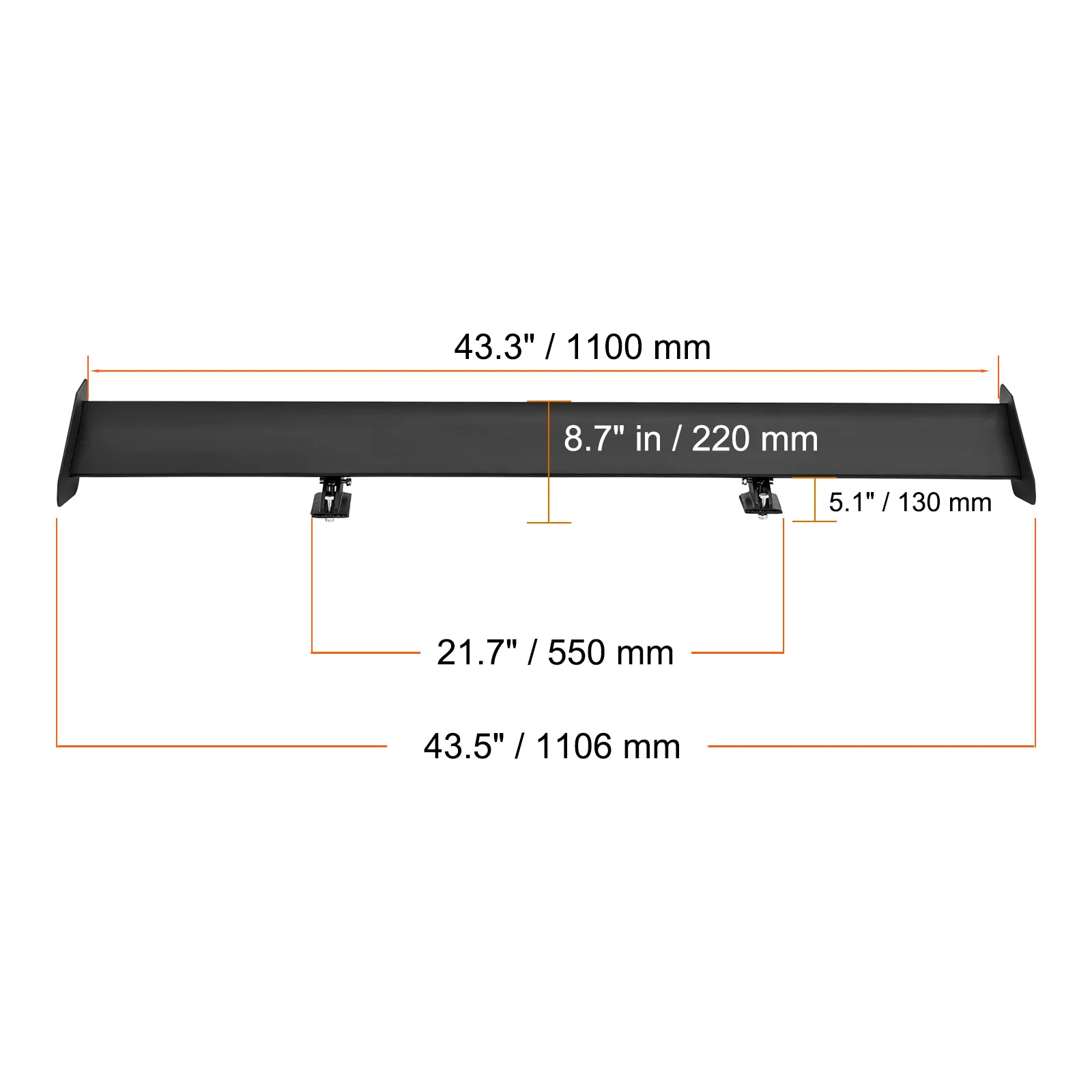 43.5x8.7x5.1 in