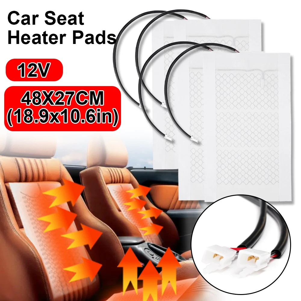 2Pcs/4Pcs 12V Carbon Fiber Car Seat Heating Pad Car Universal Winter Can Be Cut Seat Heating Pad Size 48*27Cm - Image 2