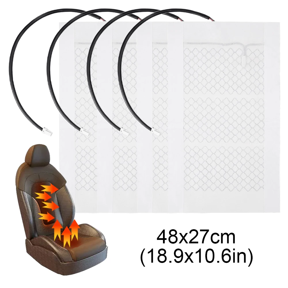 2Pcs/4Pcs 12V Carbon Fiber Car Seat Heating Pad Car Universal Winter Can Be Cut Seat Heating Pad Size 48*27Cm - Image 4