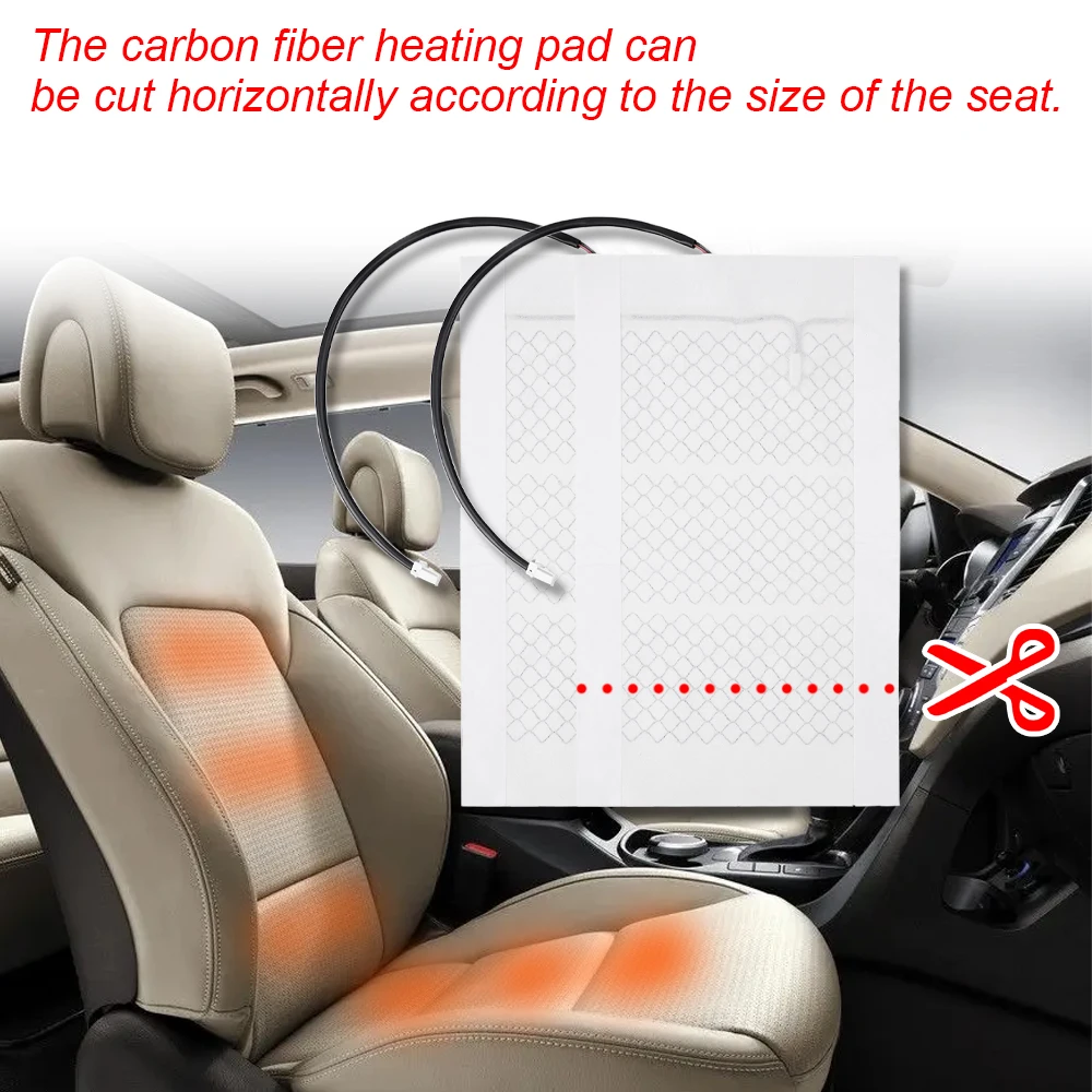 2Pcs/4Pcs 12V Carbon Fiber Car Seat Heating Pad Car Universal Winter Can Be Cut Seat Heating Pad Size 48*27Cm - Image 6