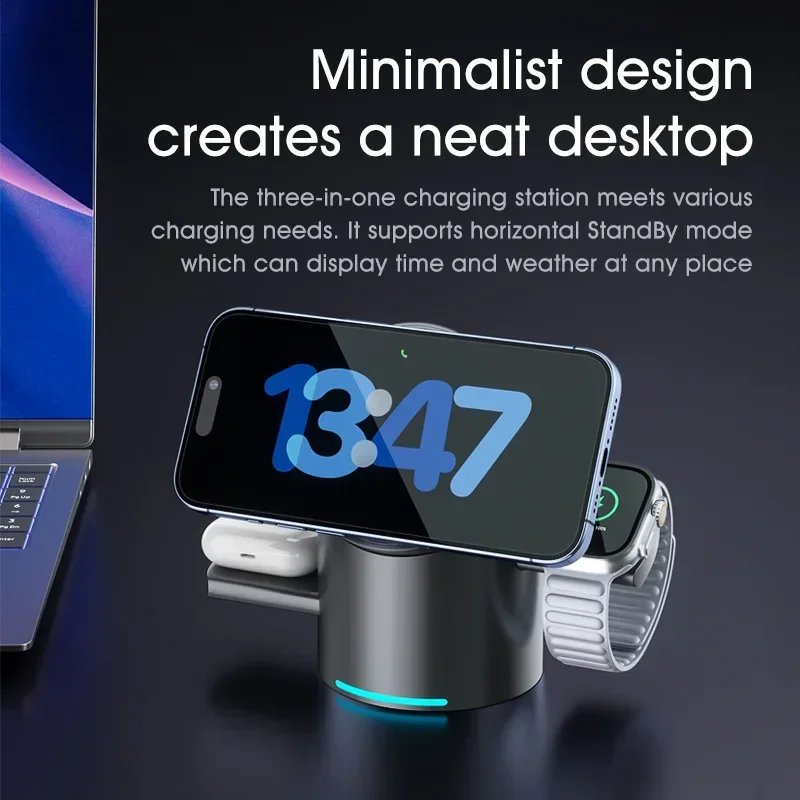 3 In 1 Magsafe Charging Dock Station For Android iPhone iWatch Airpods - Image 4