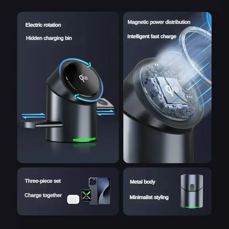 3 In 1 Magsafe Charging Dock Station For Android iPhone iWatch Airpods - Image 3