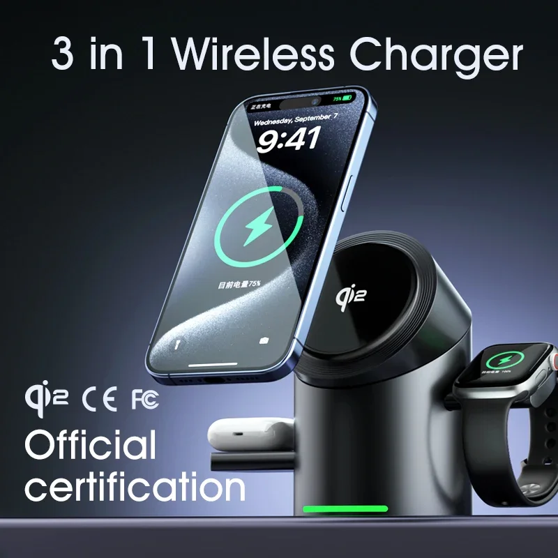 3 In 1 Magsafe Charging Dock Station For Android iPhone iWatch Airpods - Image 6