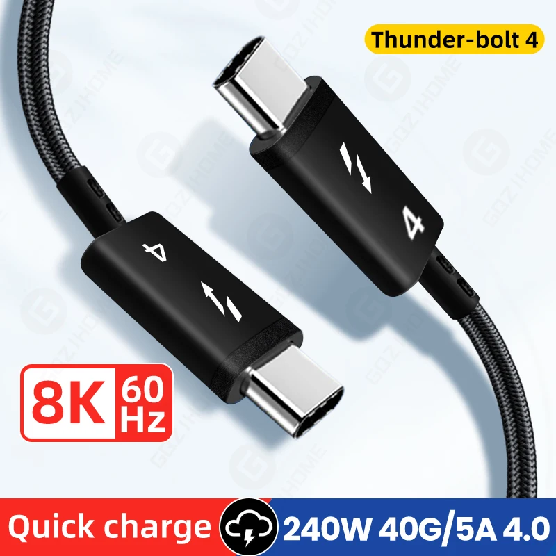 Thunder-bolt 4 USB C to Type C Cable USB4 40Gbps
