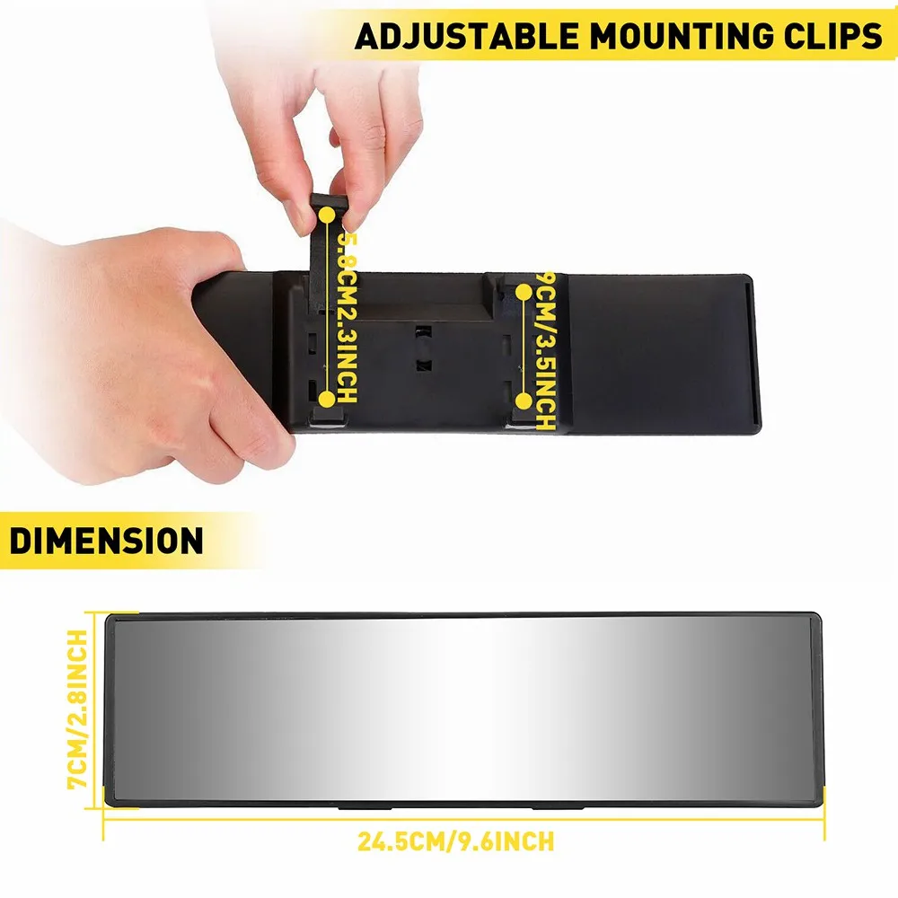 240mm Convex Rear View Mirror - Universal Clip-On Anti-Glare - Image 6
