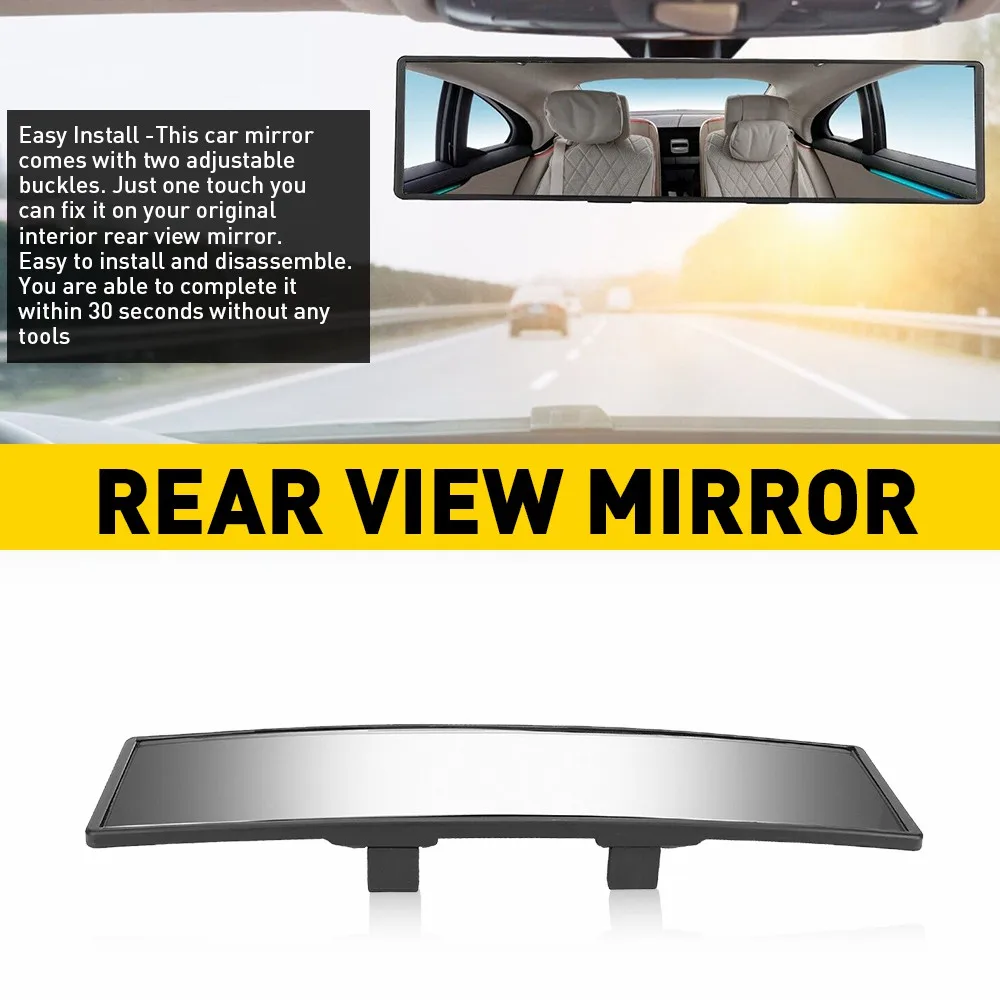 240mm Convex Rear View Mirror - Universal Clip-On Anti-Glare - Image 2