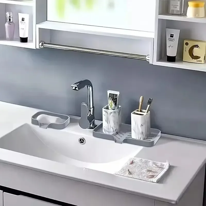 Silicone Faucet Splash Guard Mat - Kitchen Sink Sponge & Soap Tray - Image 6