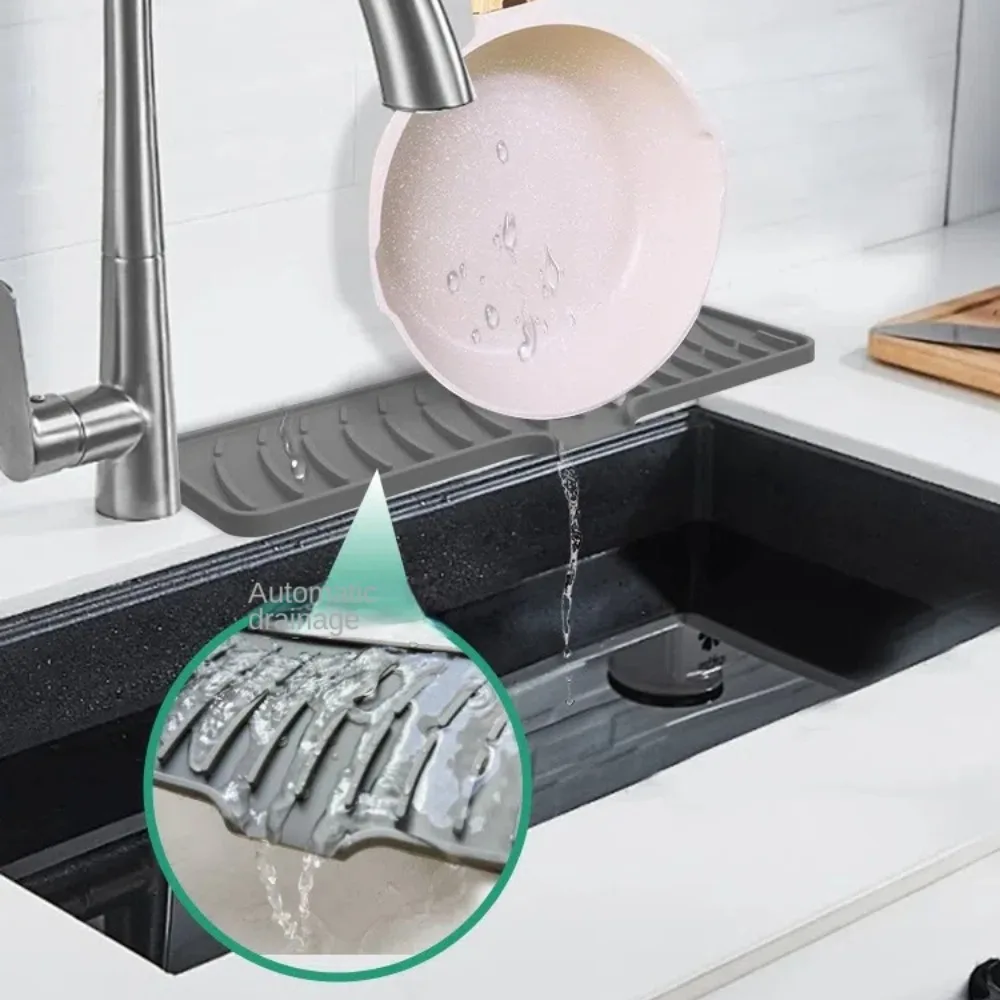 Silicone Sink Splash Guard - Foldable 5° Incline Drainage Mat - Image 2