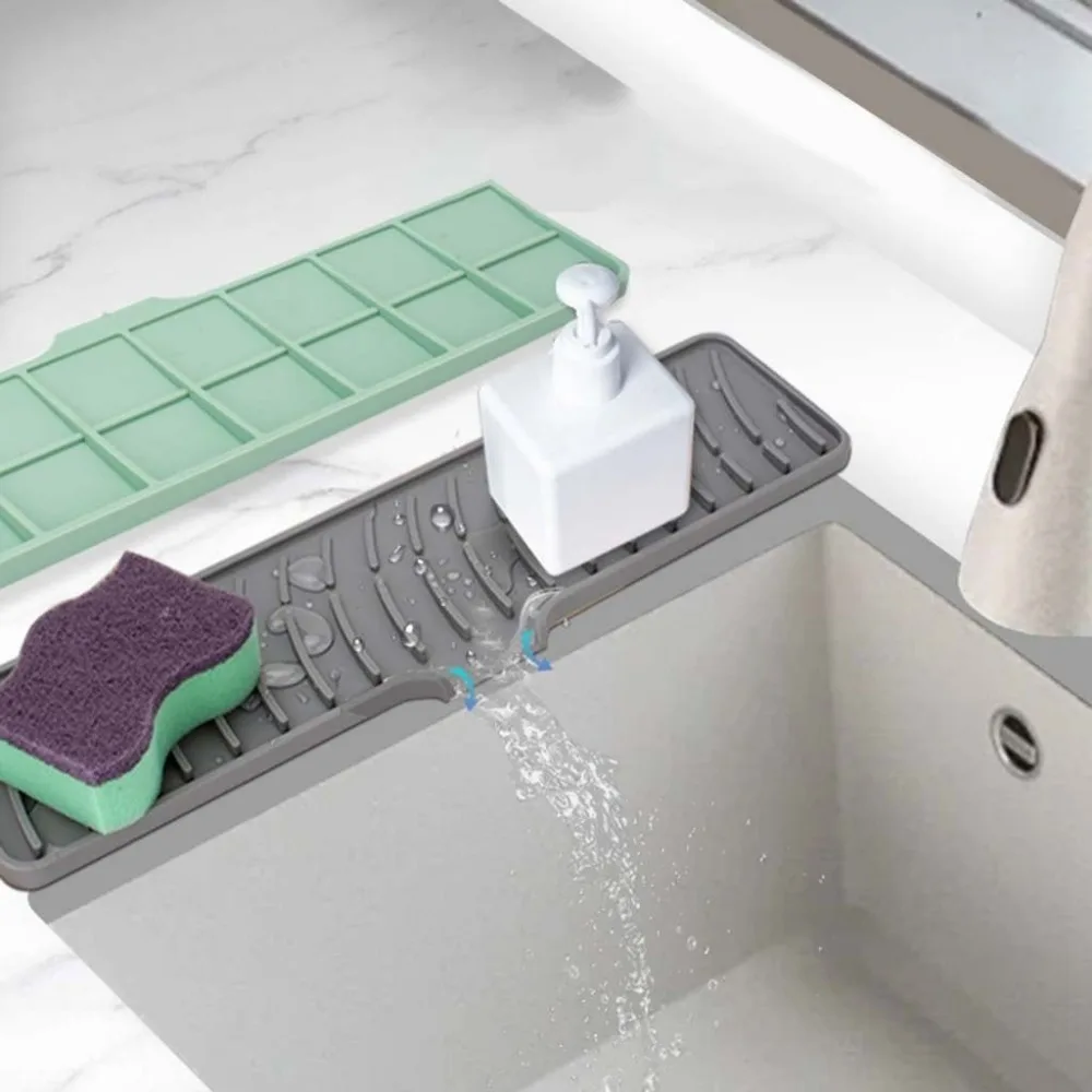 Silicone Sink Splash Guard - Foldable 5° Incline Drainage Mat