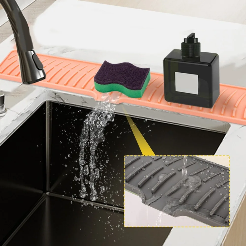 Silicone Sink Splash Guard - Foldable 5° Incline Drainage Mat - Image 3