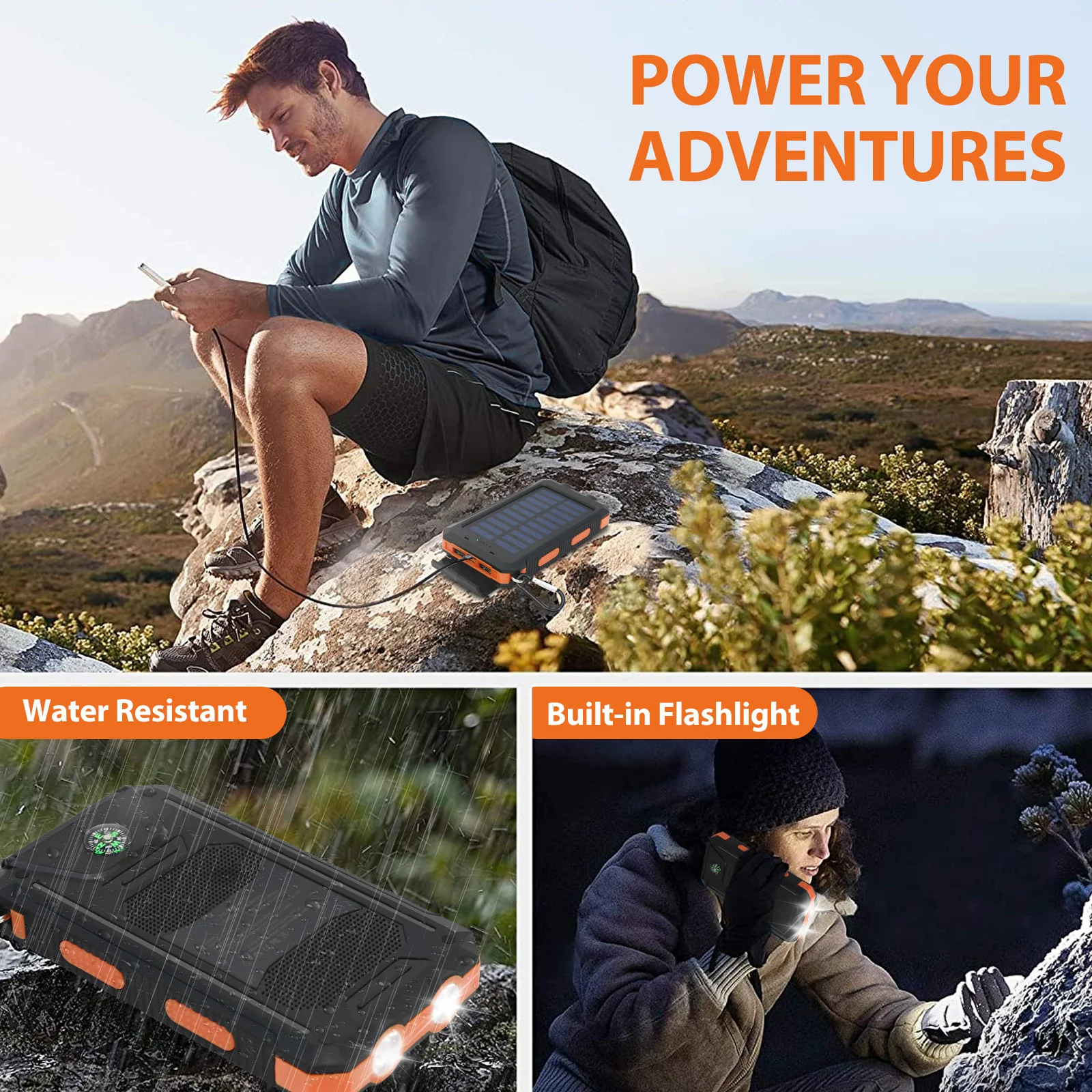 20000mAh Solar Power Bank Portable Solar Charger - Image 4