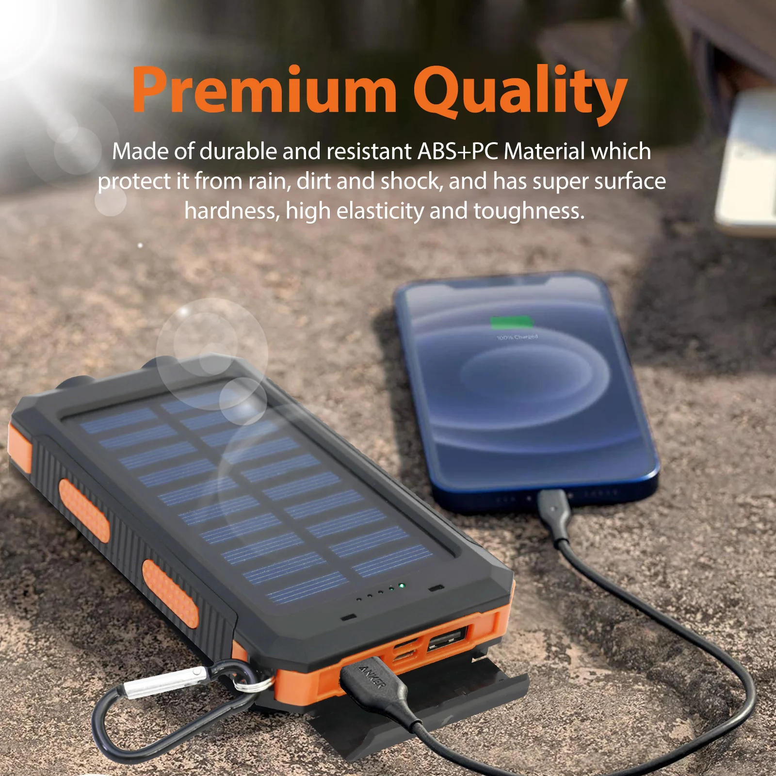 20000mAh Solar Power Bank Portable Solar Charger - Image 3