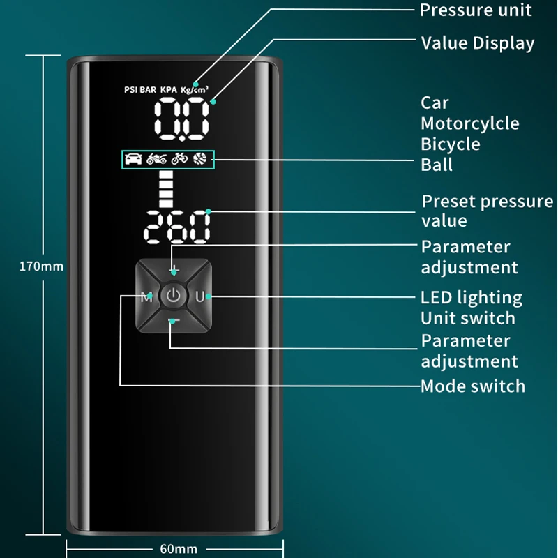 8000mAh Wireless Tire Inflator - 150PSI Portable Compressor - Image 4