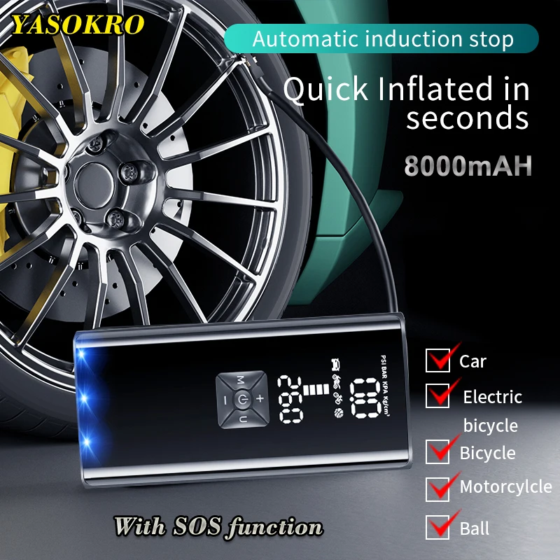 8000mAh Wireless Tire Inflator - 150PSI Portable Compressor - Image 2