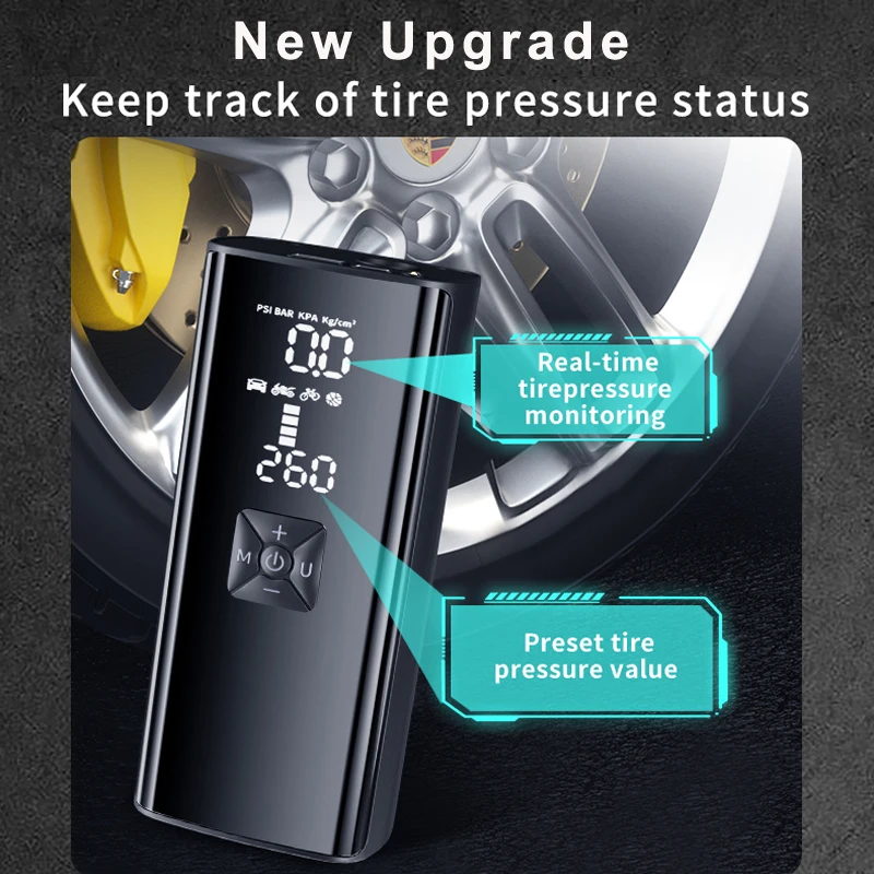 8000mAh Wireless Tire Inflator - 150PSI Portable Compressor - Image 6