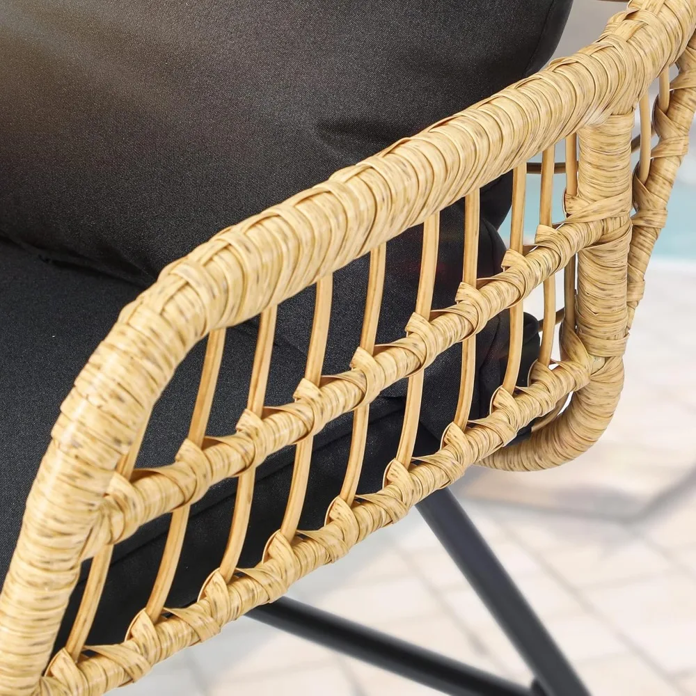 4-Piece Wicker Patio Bistro Set - Loveseat, Chairs & Glass Table - Image 6