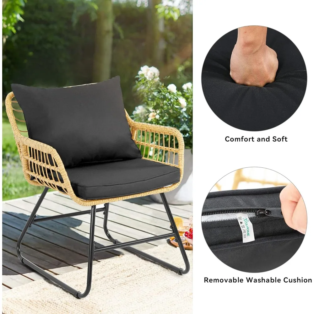4-Piece Wicker Patio Bistro Set - Loveseat, Chairs & Glass Table - Image 5