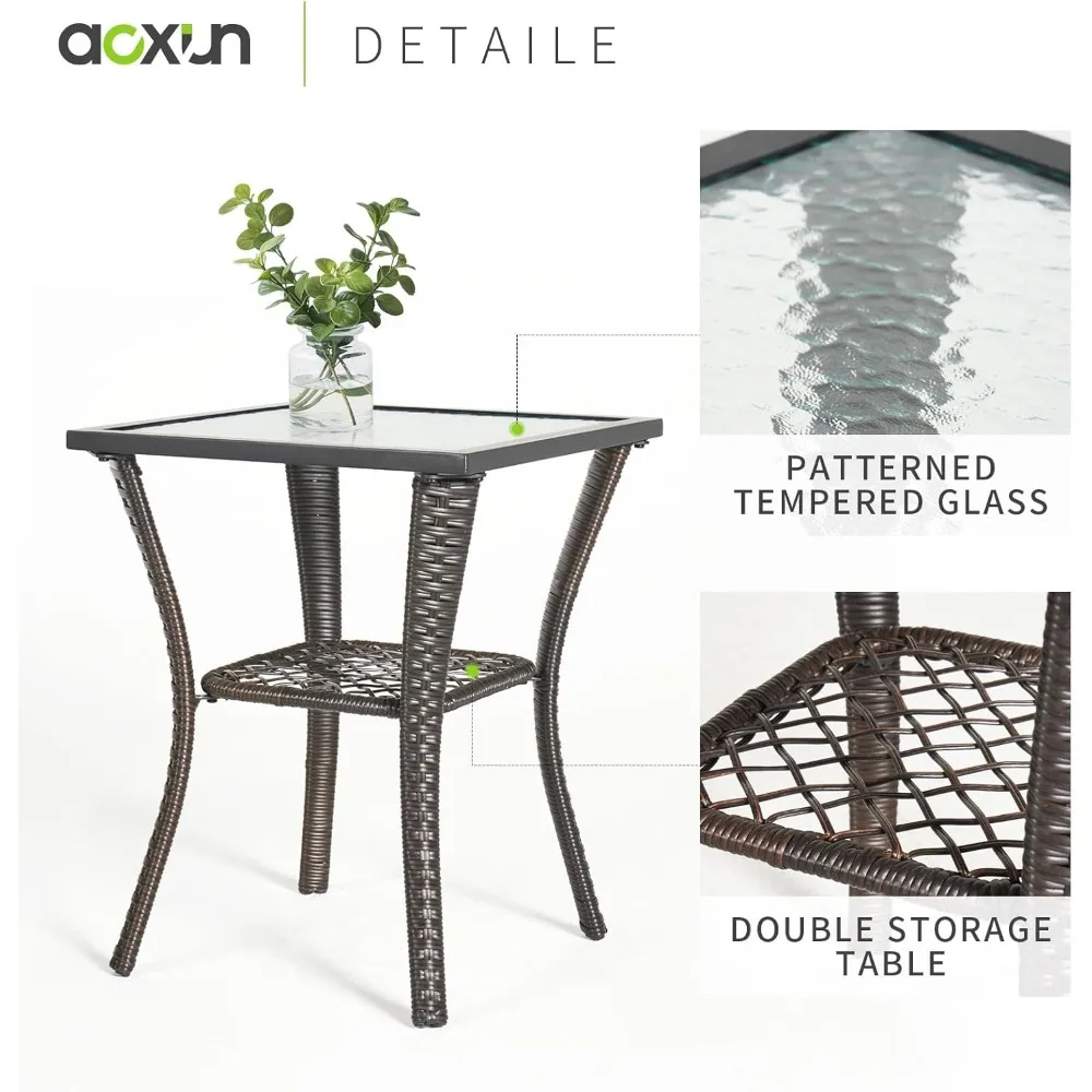 3-Piece Swivel Rocker Patio Set - 2 Wicker Chairs & Glass Table - Image 5