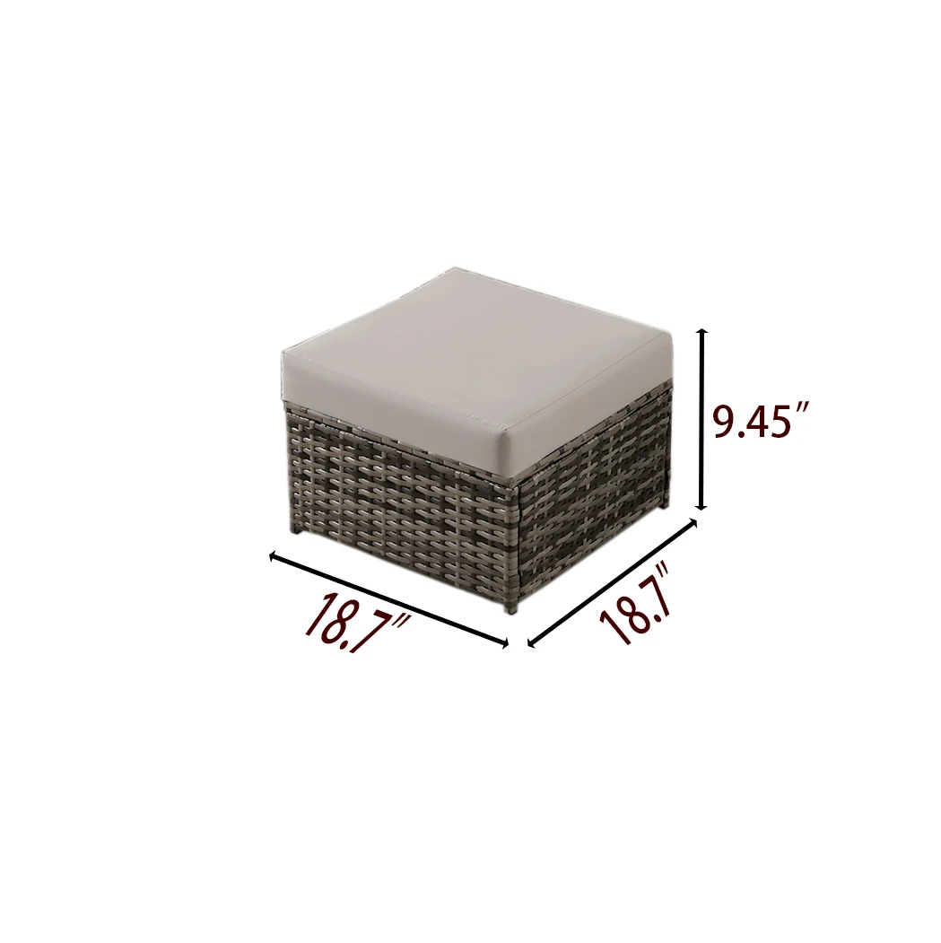 2-Piece Rattan Patio Ottoman Set - Cushioned Footstools for Lounge - Image 4