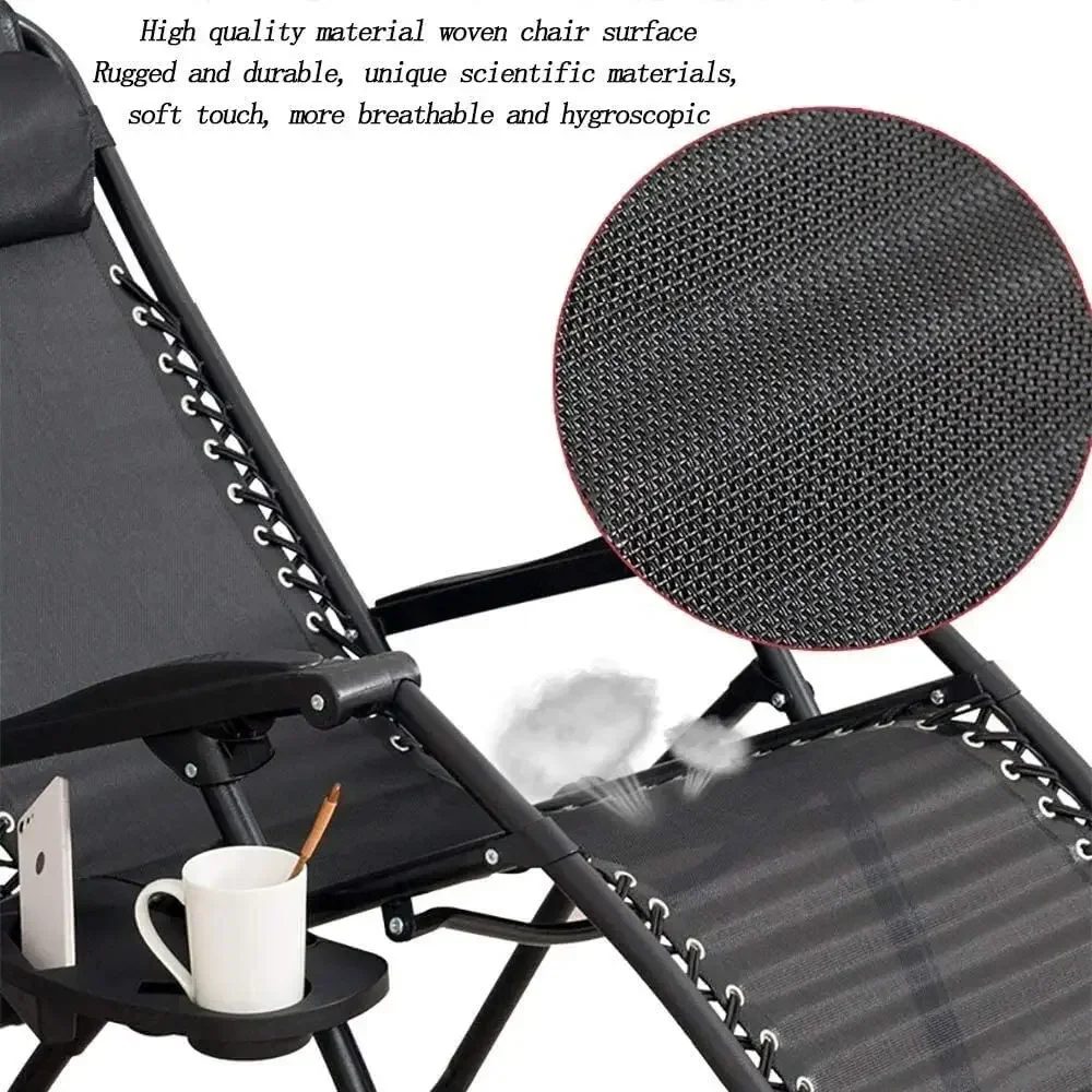 2-Piece Zero Gravity Recliner Set - Foldable Patio Lounge Chairs with Cup Holders - Image 6