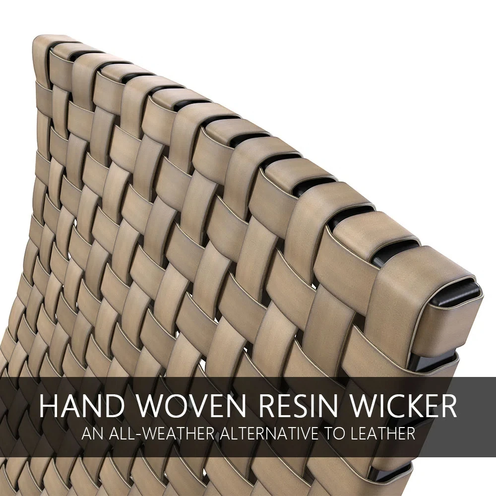 3-Piece Foldable Leather-Texture Wicker Patio Set - Chairs & Side Table - Image 6