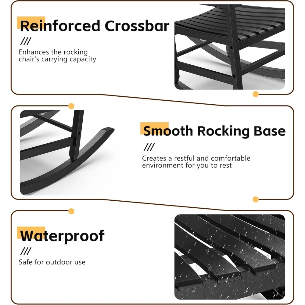 Set of 2 Oversized Patio Rocking Chairs - Weather-Resistant Poly Resin Rockers - Image 4