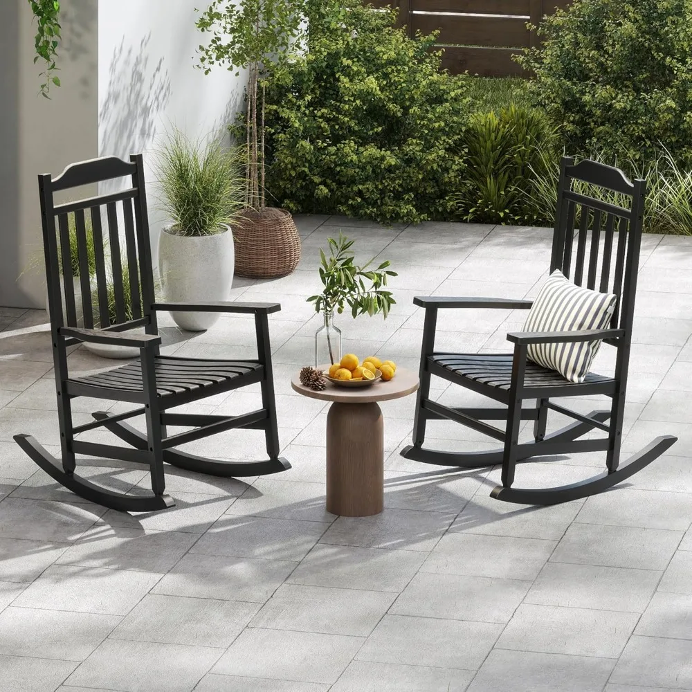 Set of 2 Oversized Patio Rocking Chairs - Weather-Resistant Poly Resin Rockers - Image 2