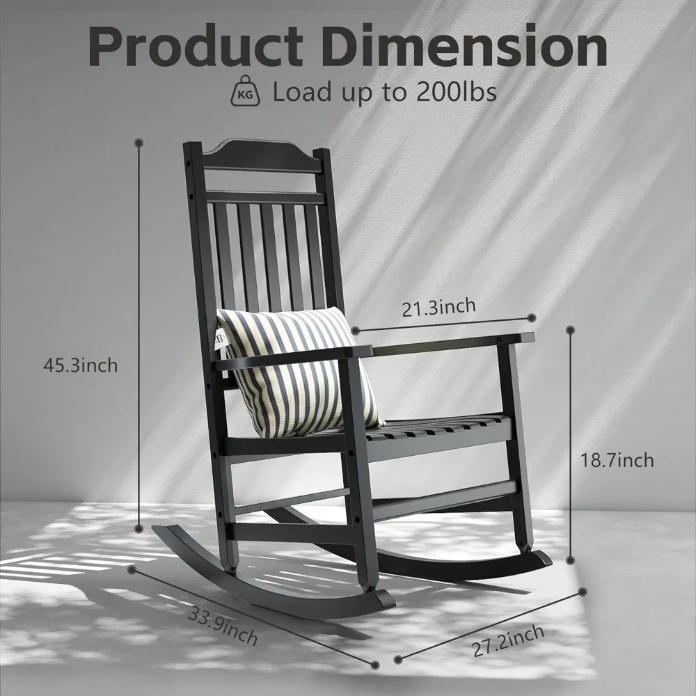 Set of 2 Oversized Patio Rocking Chairs - Weather-Resistant Poly Resin Rockers - Image 3