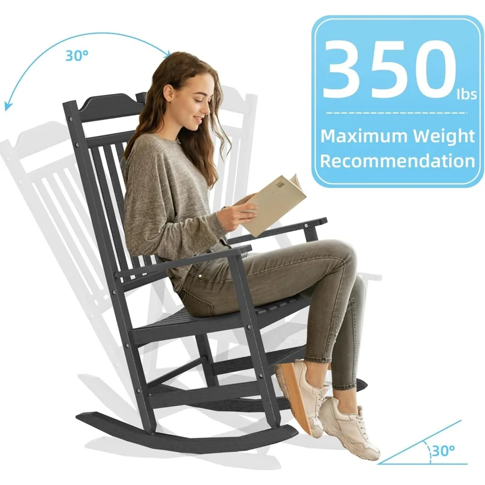 Set of 2 Oversized Patio Rocking Chairs - Weather-Resistant Poly Resin Rockers - Image 6