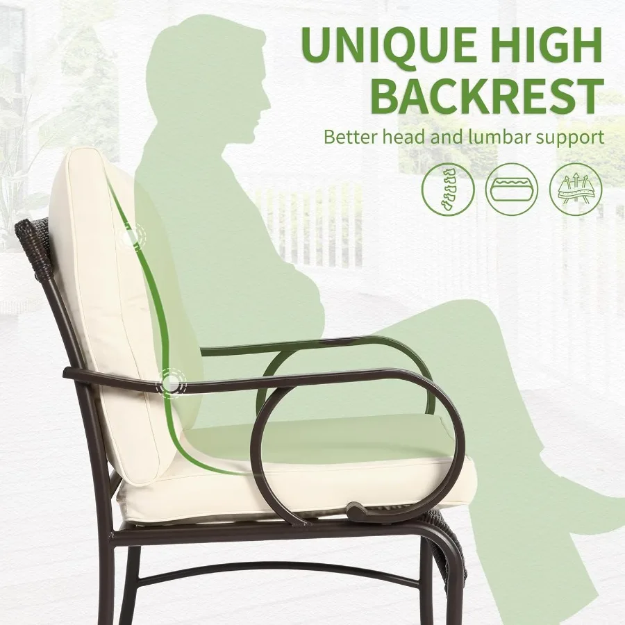 3-Piece Rattan Patio Bistro Set - All-Weather Chairs & Glass Coffee Table - Image 4