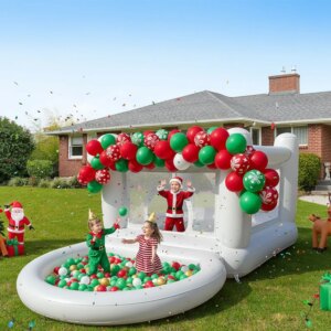 White Bounce House with Pump - Kids Ball Pit Inflatable Playhouse for 3-6