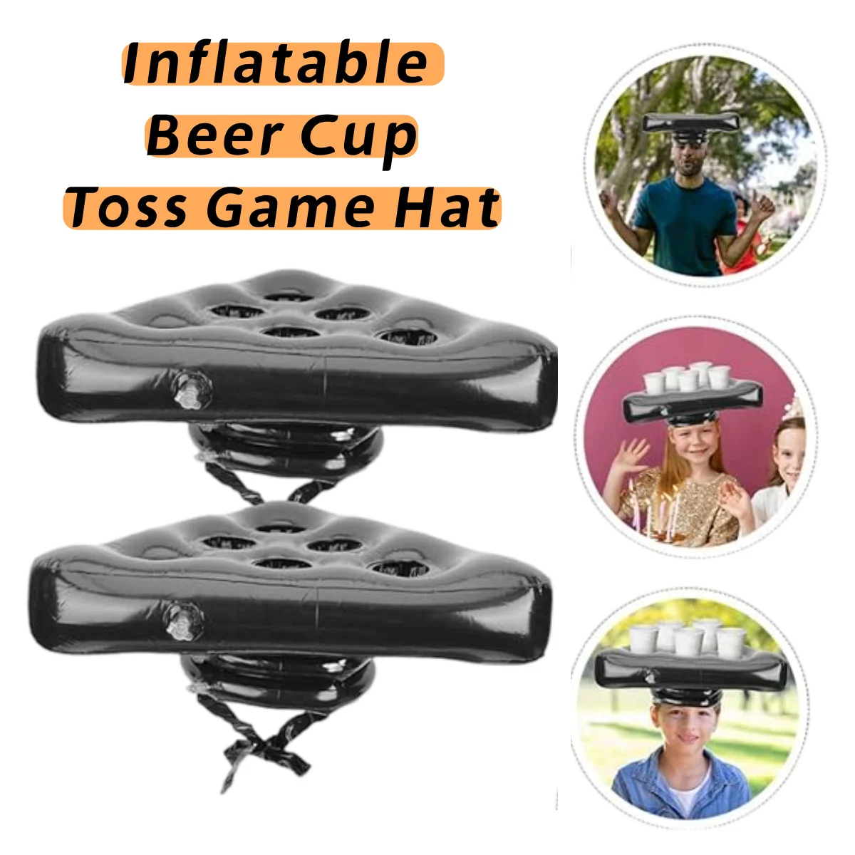 2PCS Inflatable Beer Cup Pong Hats - Creative Toss Game Party Supplies - Image 2