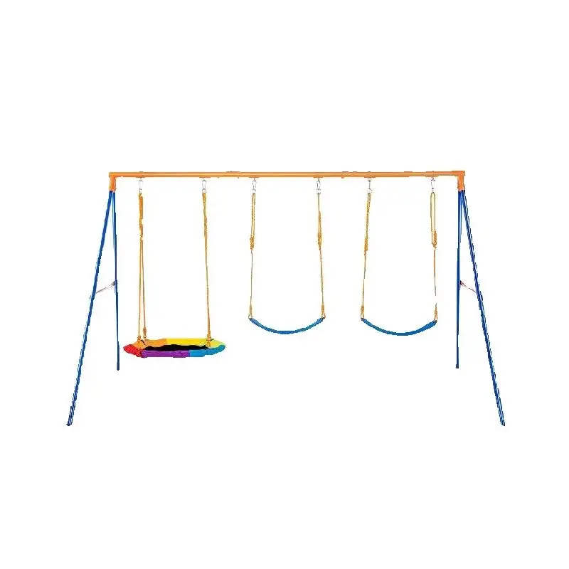 SucceBuy A-Frame Backyard Swing Set - 600lb Capacity with Saucer & Belt Swings