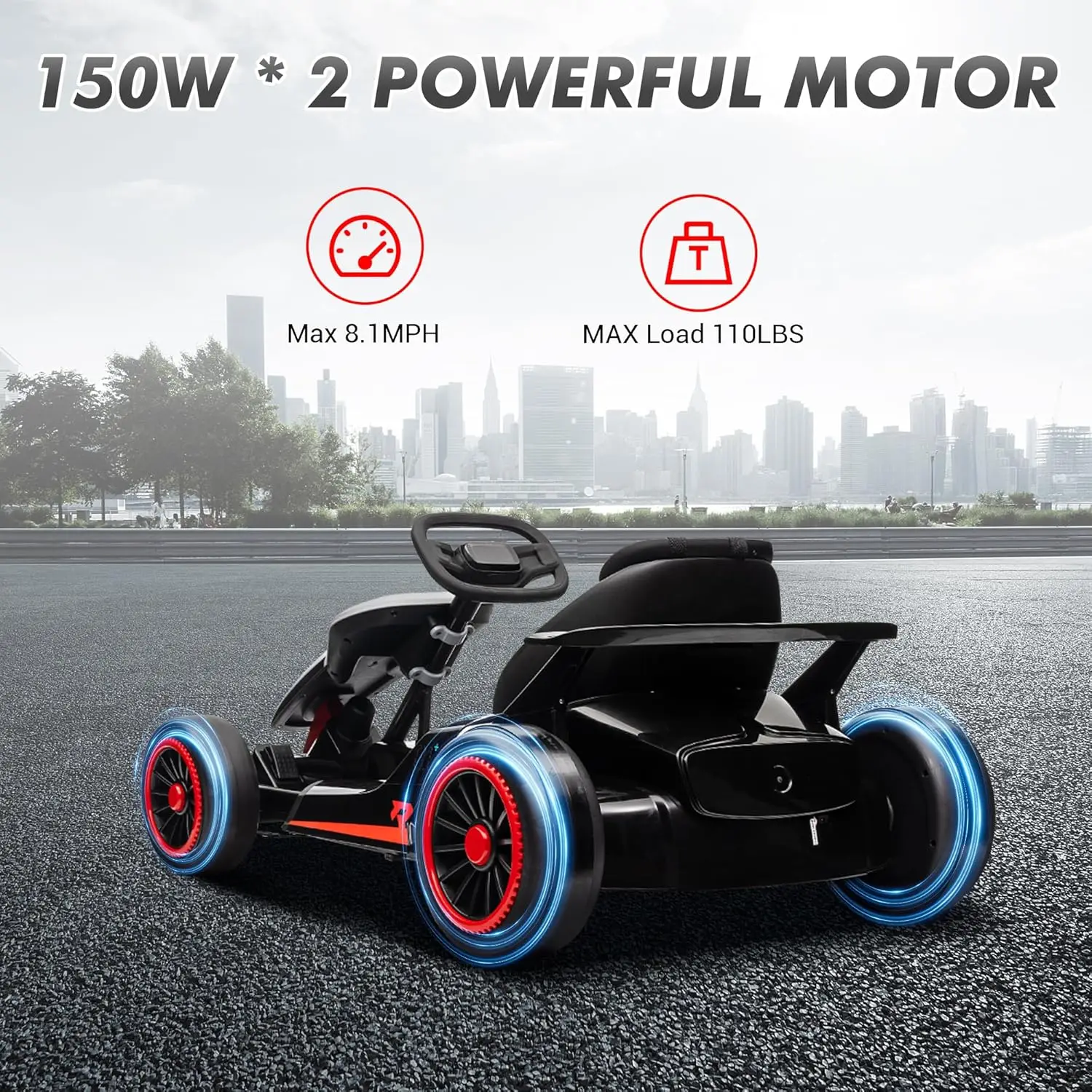 24V Electric Drift Go-Kart - Adjustable Seat Ride-On with LED Lights - Image 5