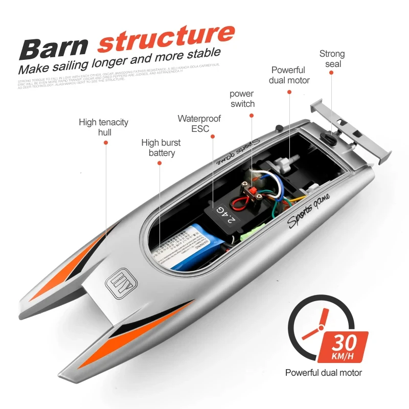 805 RC High-Speed Racing Boat - 2.4G Waterproof Speedboat - Image 3