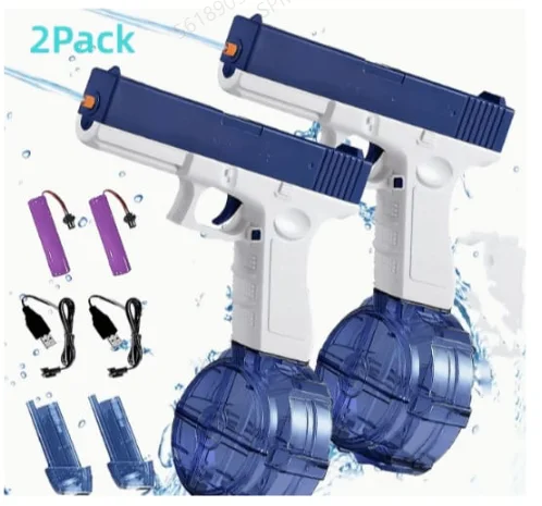 Blue Electric Water Guns - High-Pressure Auto Spray Blaster for Pool & Beach - Image 3