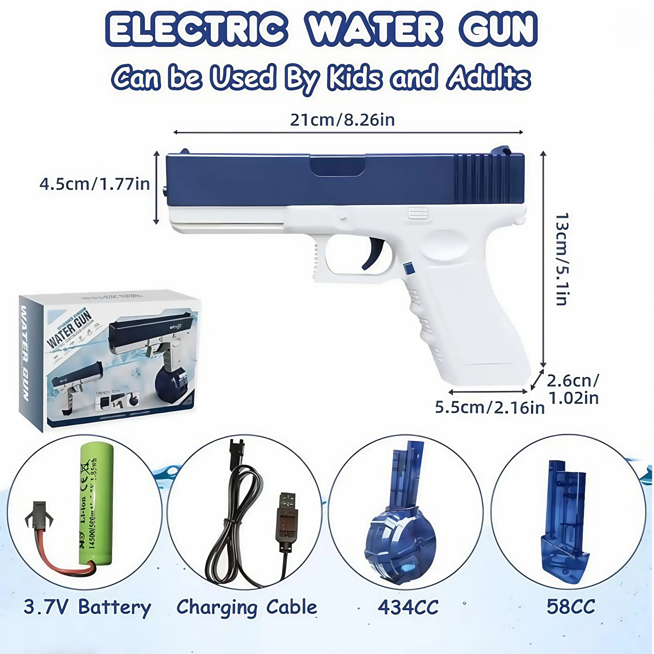 Blue Electric Water Guns - High-Pressure Auto Spray Blaster for Pool & Beach - Image 2