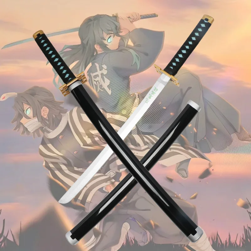 80cm Demon Slayer Rengoku Wooden Sword Prop - Tanjiro Samurai Toy - Image 3