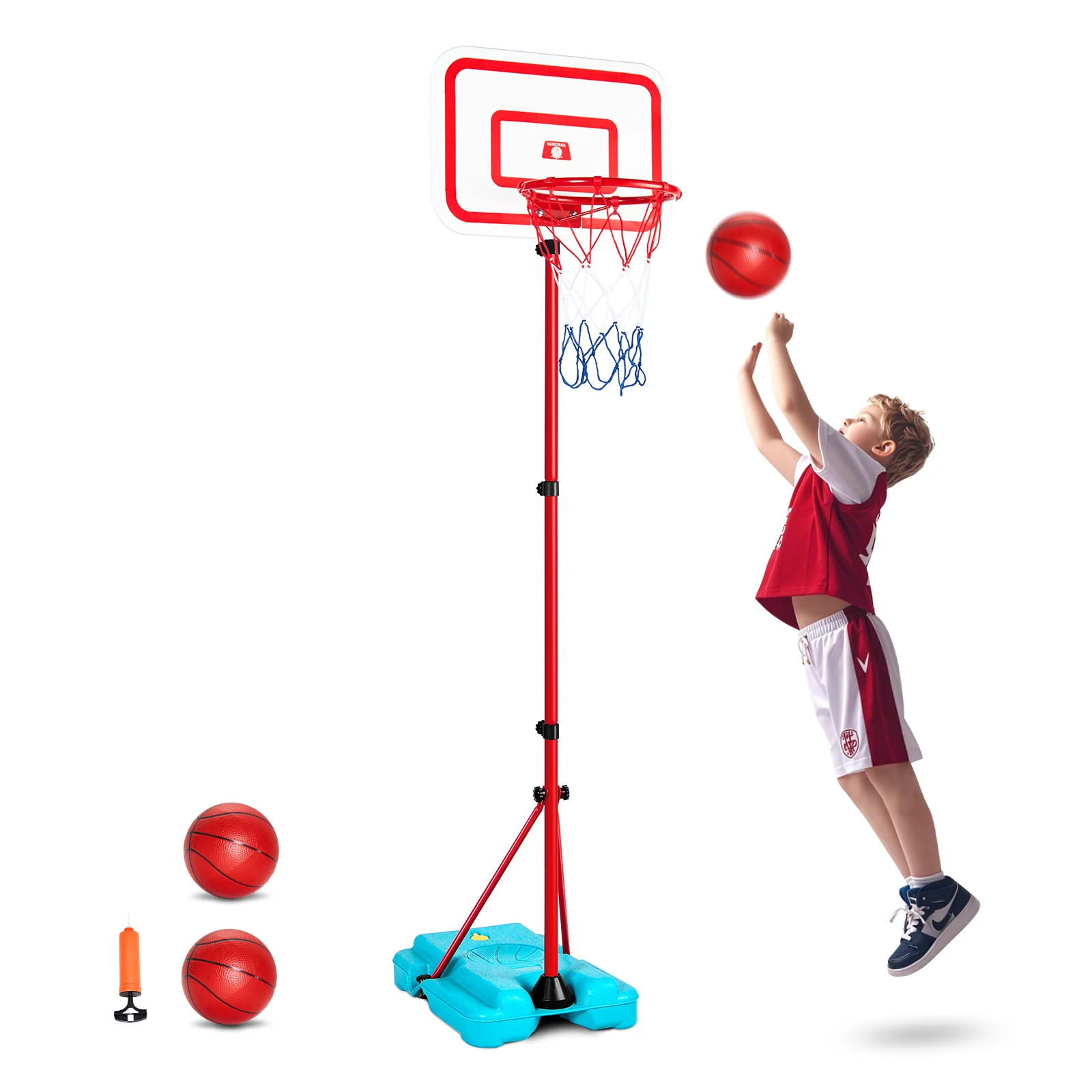Adjustable Toddler Basketball Hoop - 104-190cm Kids Indoor/Outdoor Set