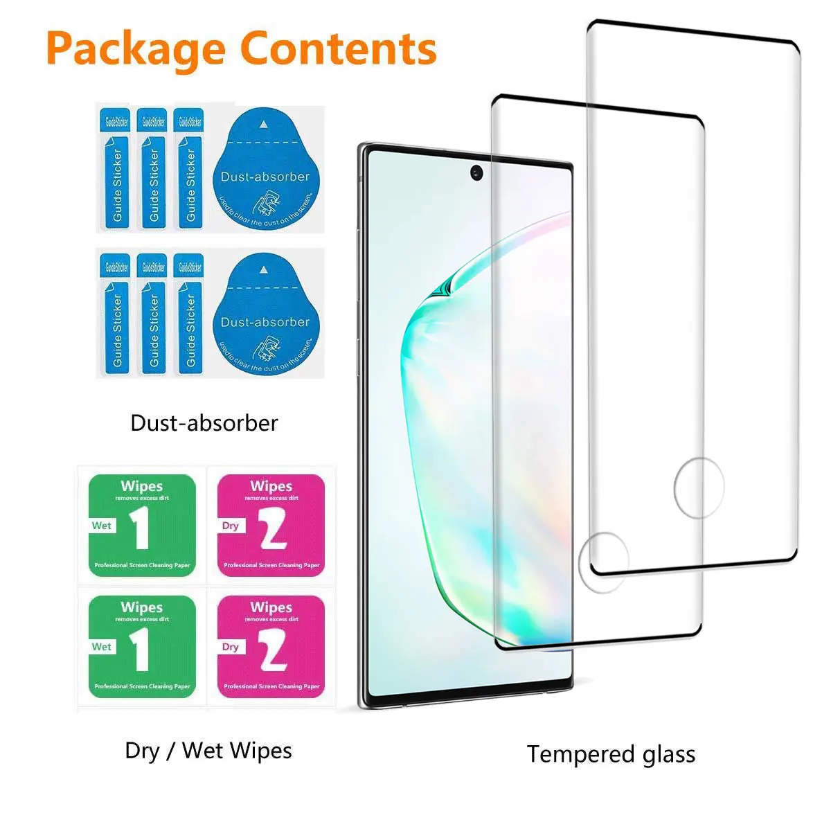 For Samsung Galaxy Note 10/Note10+/Note 10 Plus 5G Case Friendly Full Coverage Clear Tempered Glass Screen Protectors 2-Pack - Image 5